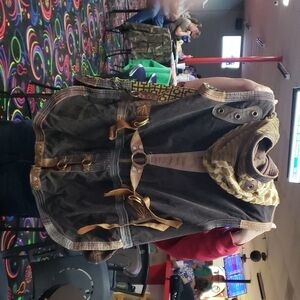 Brown Leather Jacket with Tan Accents